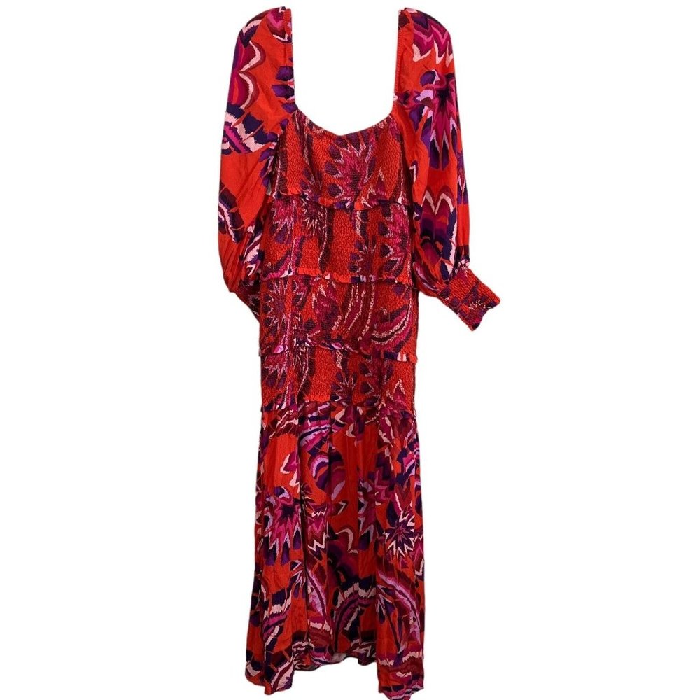 FARM Rio Orange Red Pink Printed Maxi Dress - Picture 13 of 16
